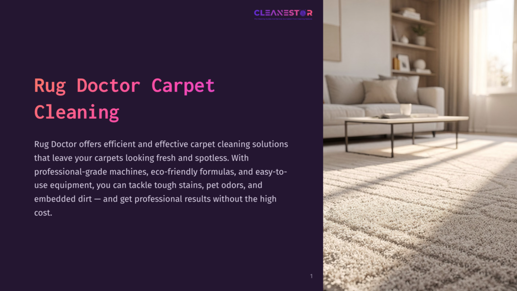 1 Rug Doctor Carpet Cleaning Rug Doctor Carpet Cleaning Advertisement With Text &Quot;Rug Doctor Carpet Cleaning&Quot; On A Dark Purple Background, Next To A Bright, Sunlit Living Room With A Plush Cream Rug.