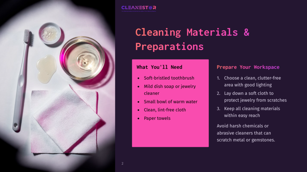 A Soft-Bristled Toothbrush, Mild Soap Bottle, Bowl Of Warm Water, And Cloth Arranged On A Pink Background With A Towel.