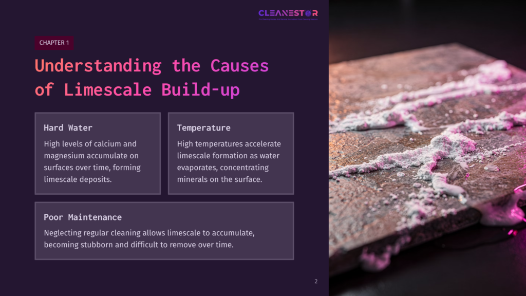 2 Understanding The Causes Of Limescale Build Up Close-Up Of A Textured Dark Surface With A Thick White Limescale Buildup, Showing The Effects Of Hard Water And Heat On Mineral Deposits.