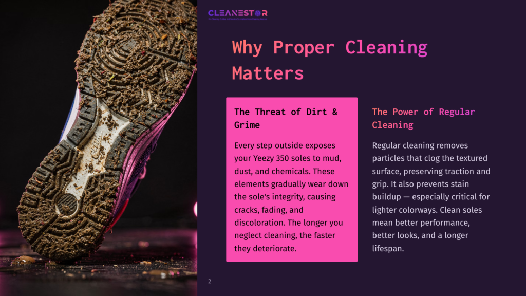2 Why Proper Cleaning Matters 10 Close-Up Of A Muddy Sneaker Sole With Dirt And Debris Stuck In The Treads, Illustrating The Need For Proper Cleaning.