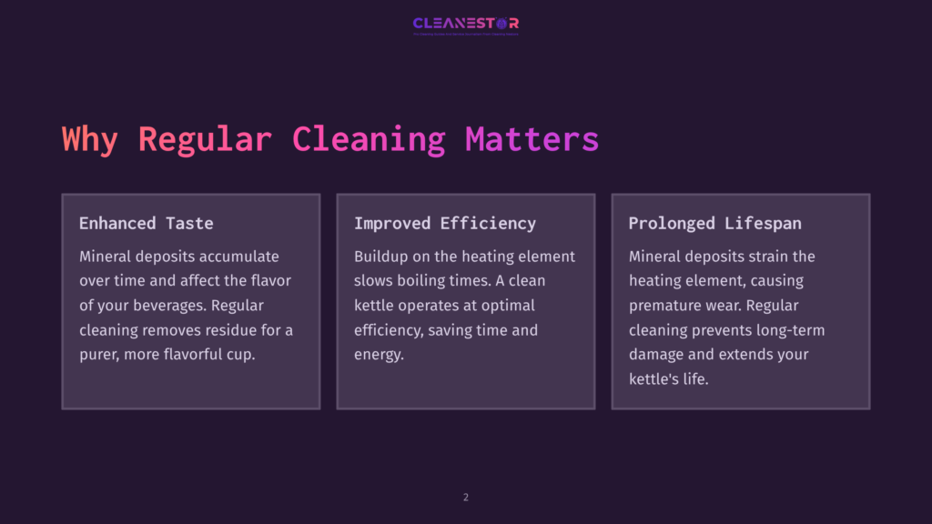 Three Sections With Purple Background: &Quot;Enhanced Taste,&Quot; &Quot;Improved Efficiency,&Quot; And &Quot;Prolonged Lifespan,&Quot; Each With Brief Descriptions In White Text.