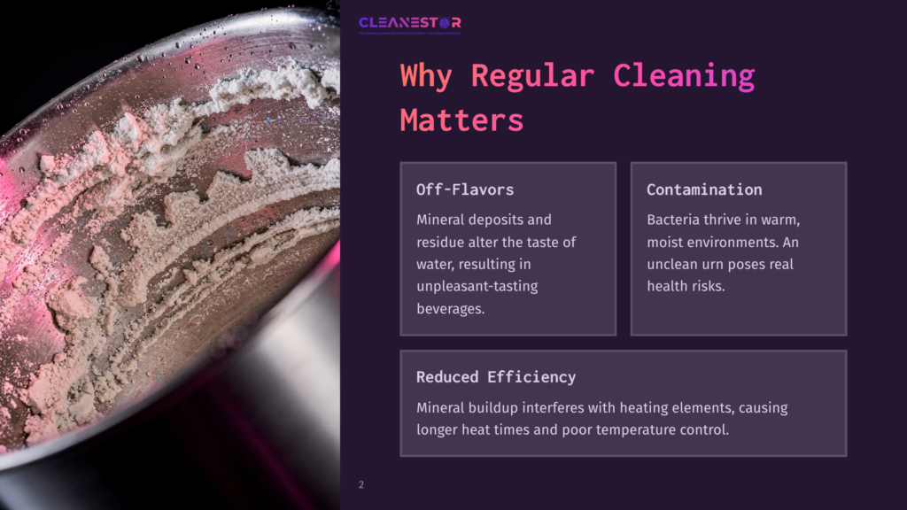 Close-Up Of Mineral Deposits And Residue Coating The Inside Of A Metal Container, Highlighting The Effects Of Hard Water And The Need For Regular Cleaning.