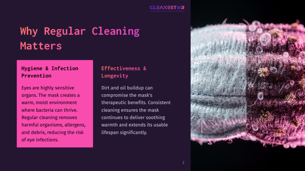 Close-Up Of A Dirty, Wet Mask With Visible Mold And Water Droplets, Contrasted With A Clean, Fluffy White Fabric. Text Overlay Reads &Quot;Cleanestor&Quot;.