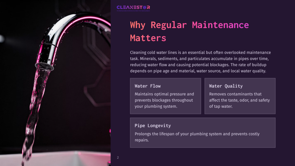 Close-Up Of A Modern Chrome Faucet With Bright Pink Water Flowing Into A White Sink, Illustrating Why Regular Maintenance Matters For Water Flow And Quality.