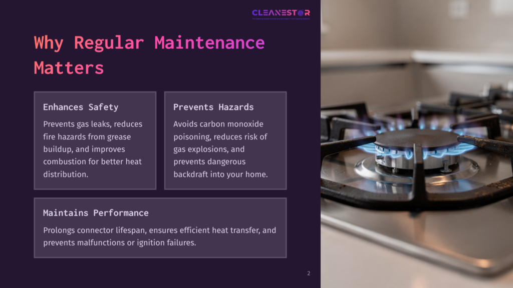 A Close-Up Of A Gas Stove Burner With A Bright Blue Flame Igniting, Highlighting The Importance Of Regular Maintenance For Safety And Performance.