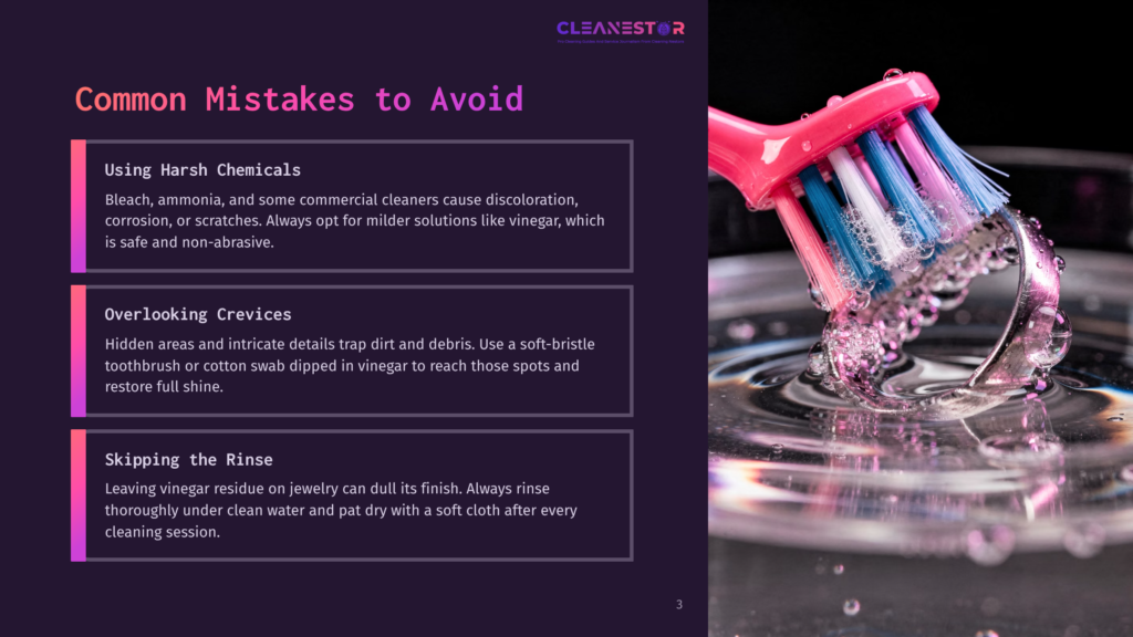 Close-Up Of A Pink And Blue Toothbrush Head With Bristles Submerged In Water, Beside A Sparkling Ring. Text Overlay: &Quot;Common Mistakes To Avoid&Quot;.