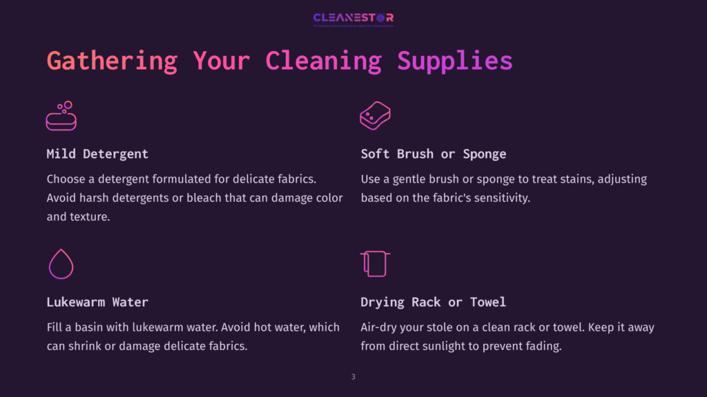 Text On A Dark Background Outlines Cleaning Supplies: Mild Detergent, Soft Brush Or Sponge, Lukewarm Water, Drying Rack Or Towel.