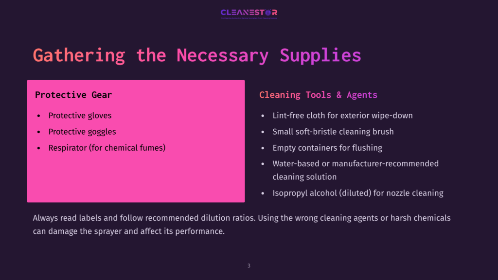 3 Gathering The Necessary Supplies 4 Light Pink And Purple Layout Featuring A Checklist Of Cleaning Supplies And Tools, Including Protective Gear And Cleaning Agents.