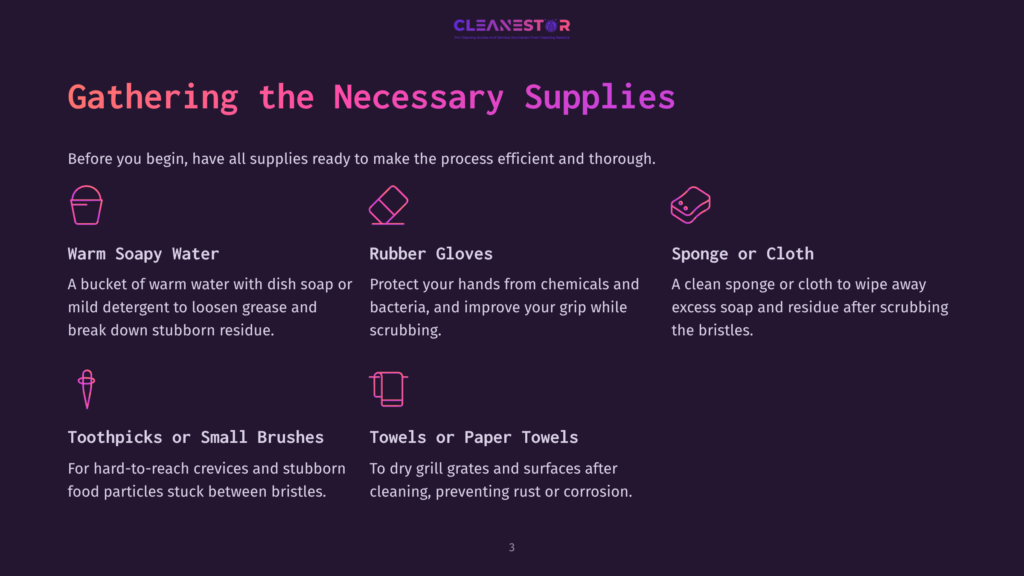 Cleaning Supplies List: Warm Soapy Water, Rubber Gloves, Sponge, Brushes, Towels For Effective Cleaning.