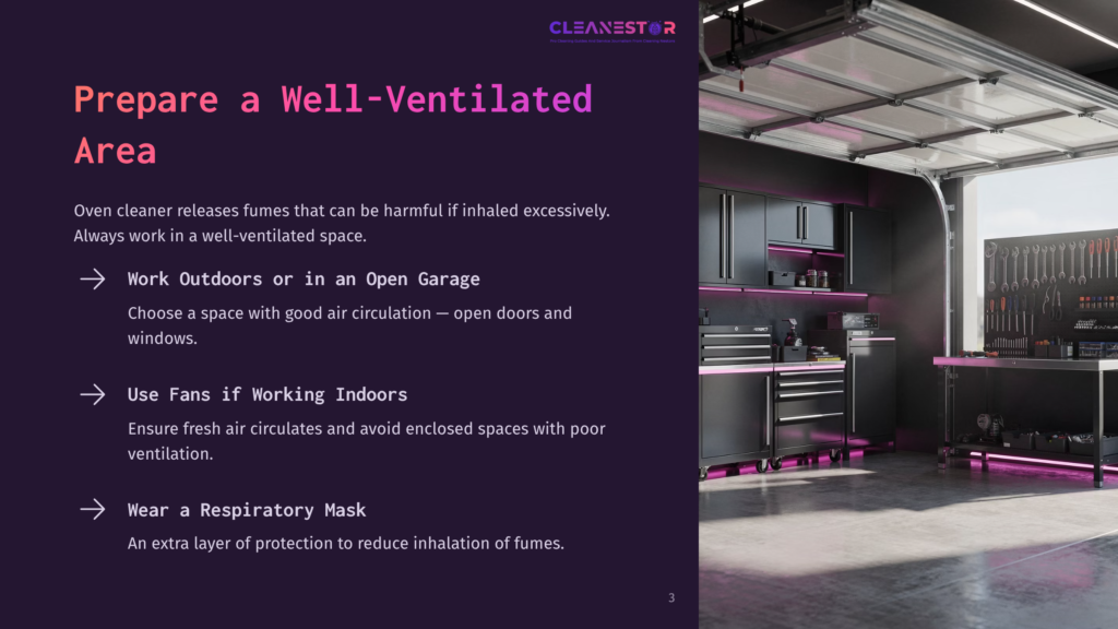 A Garage Workspace With Organized Tools, Pink Led Lighting, And A Clean Floor, Emphasizing Safety Precautions For Cleaning.