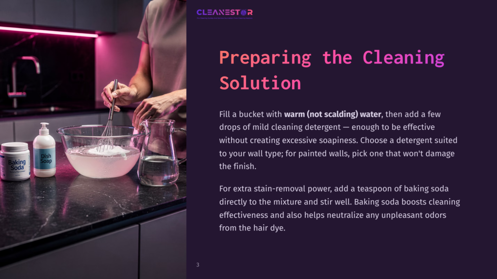 Hands Whisking Baking Soda And Dish Soap In A Clear Bowl Of Warm Water, With Containers Of &Quot;Baking Soda&Quot; And &Quot;Dish Soap&Quot; Nearby. The Text &Quot;Cleanestor&Quot; Is Visible.