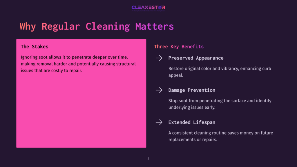 Bright Pink Rectangular Box With Text About Cleaning Benefits, Set Against A Dark Background. Bullet Points Highlight Preserved Appearance, Damage Prevention, And Extended Lifespan.