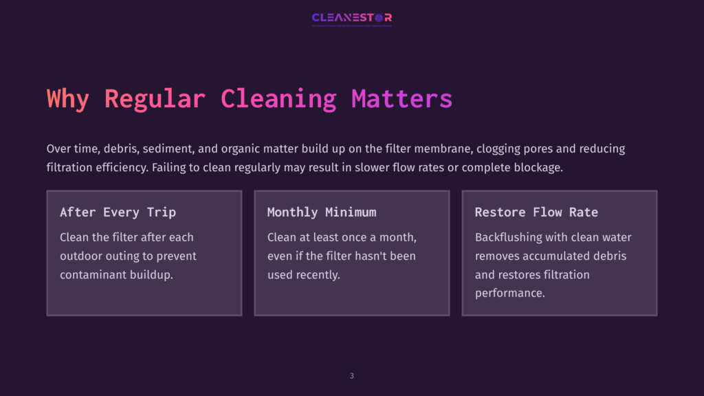 3 Why Regular Cleaning Matters 3 Text On A Dark Purple Background Outlines The Importance Of Regular Cleaning For A Filter, Emphasizing Frequency And Benefits.