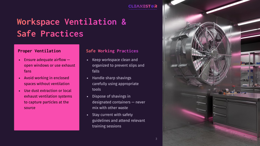 A Large Industrial Ventilation Fan With Neon Pink Lighting In A Workshop, Promoting Workspace Ventilation And Safe Practices.