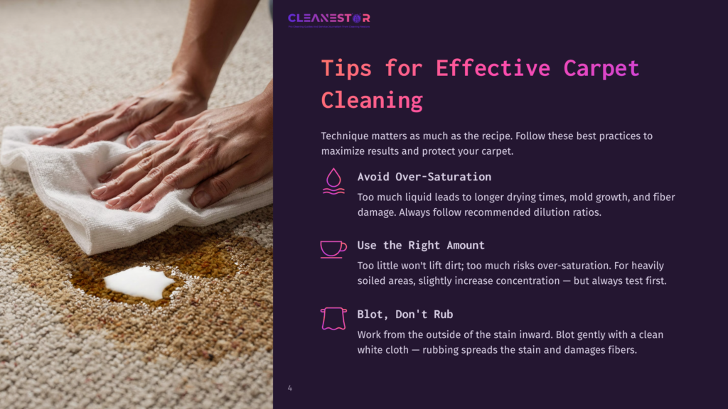 Hands Gently Blot A Carpet Stain With A White Cloth, Demonstrating Effective Carpet Cleaning Tips From Cleanestor.