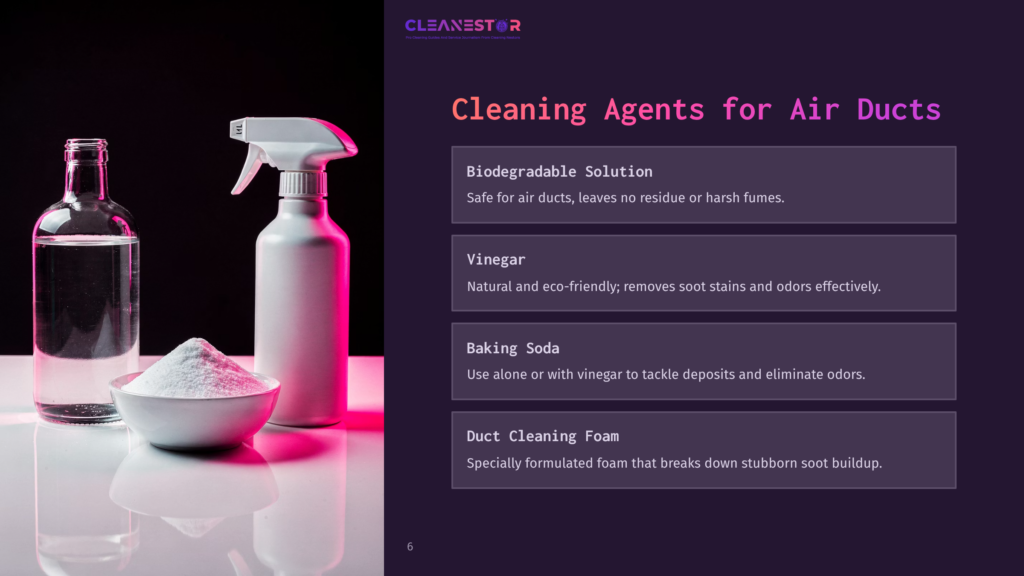 A Spray Bottle, Bowl Of Baking Soda, And A Glass Of Vinegar On A Pink And Black Background, Highlighting Cleaning Agents For Air Ducts.
