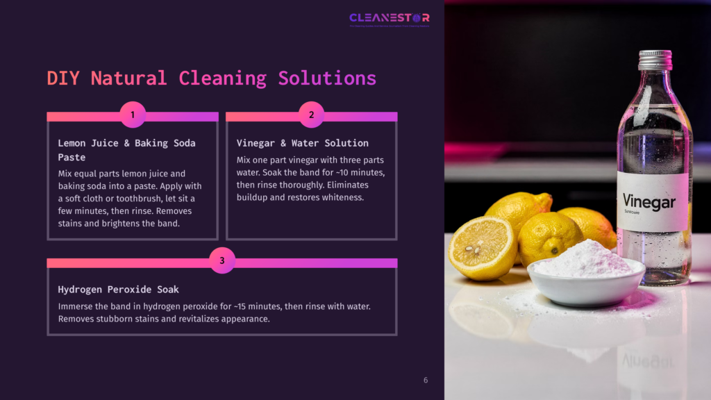 6 Diy Natural Cleaning Solutions Diy Natural Cleaning Solutions With Lemons, Baking Soda, And Vinegar. A Bottle Of Vinegar, Lemons, And A Bowl Of Baking Soda Are Displayed, With Text Explaining How To Make Cleaning Pastes And Solutions.