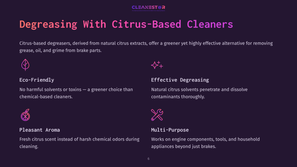 Purple Background With White And Pink Text Highlights Features Of Citrus-Based Cleaners, Including Eco-Friendliness, Pleasant Aroma, And Multi-Purpose Use.