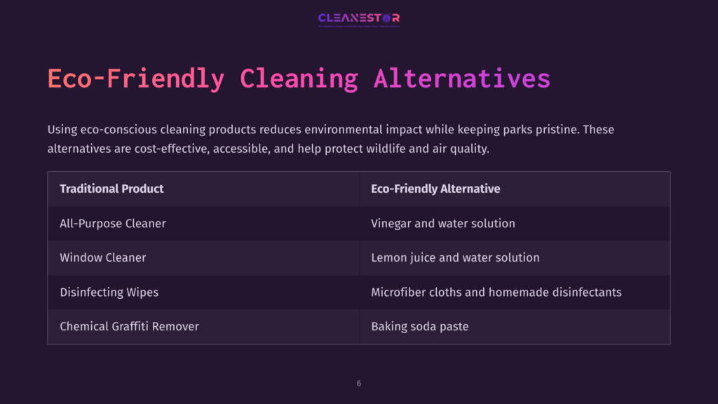List Comparing Traditional Cleaning Products With Eco-Friendly Alternatives, Featuring Vibrant Colors And Clear, Organized Layout.