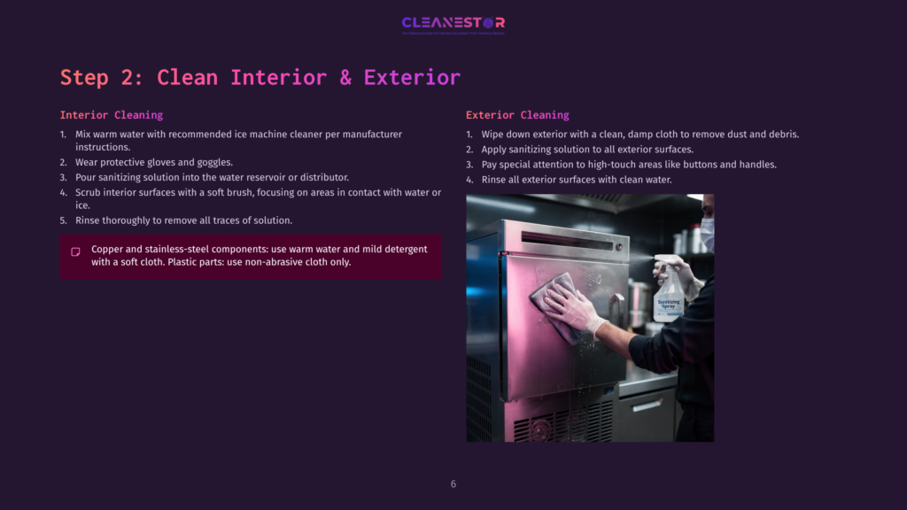 A Gloved Hand Sprays A Stainless Steel Surface With A Sanitizing Cleaner, Part Of A Commercial Kitchen Cleaning Process.