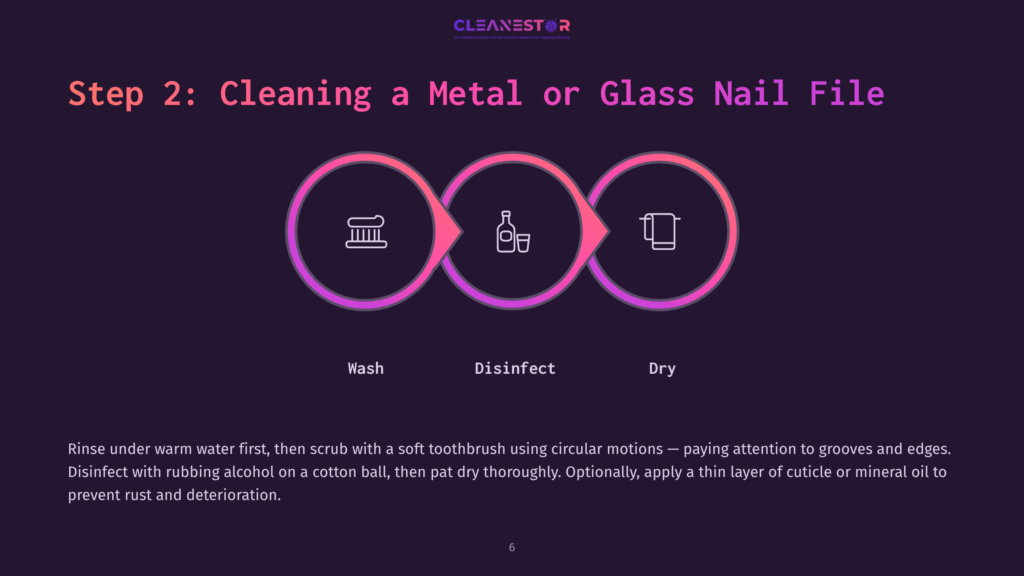 Illustration Featuring Three Circular Icons With Labels: Wash (Toothbrush), Disinfect (Bottle), And Dry (Towel), Against A Dark Background.