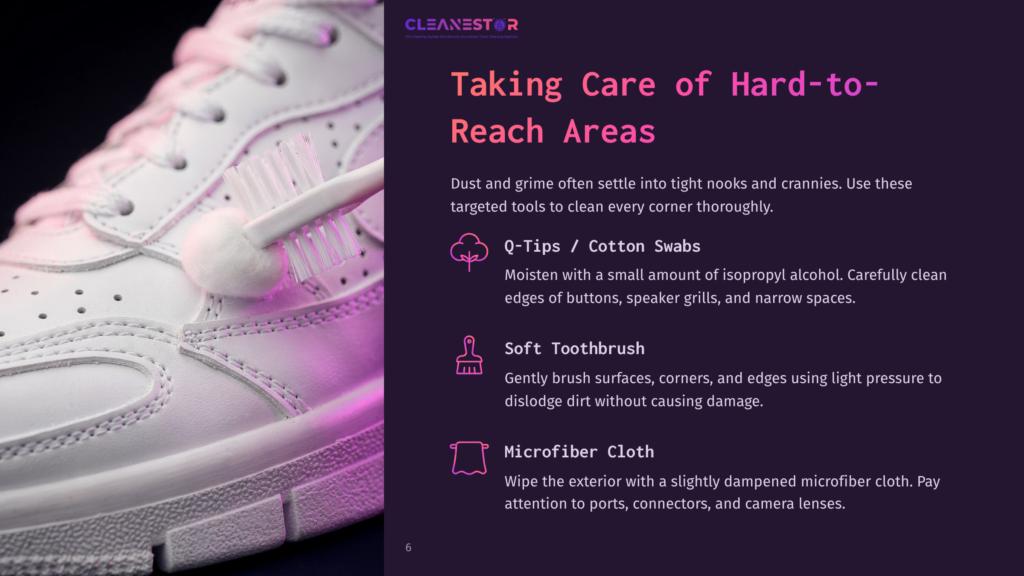 Close-Up Of A White Sneaker Being Cleaned With A Cotton Swab Dipped In Isopropyl Alcohol, Highlighting Targeted Cleaning For Hard-To-Reach Areas.