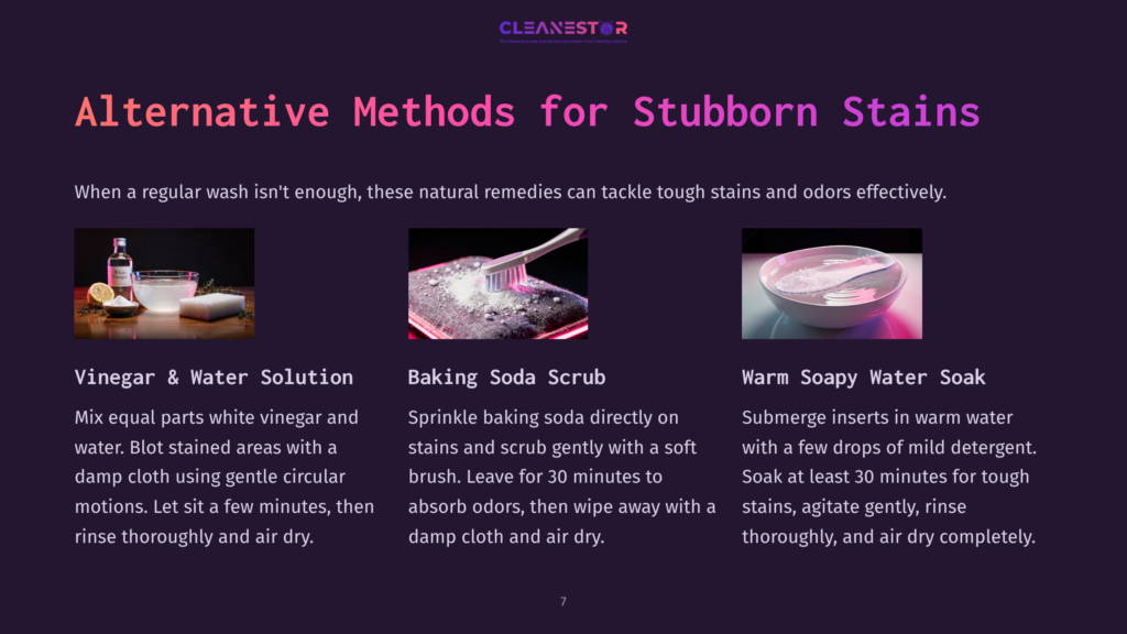 Two Cleaning Methods Illustrated With Vibrant Text: One Showing A Vinegar Solution And The Other A Baking Soda Scrub, With Diagrams For Each.