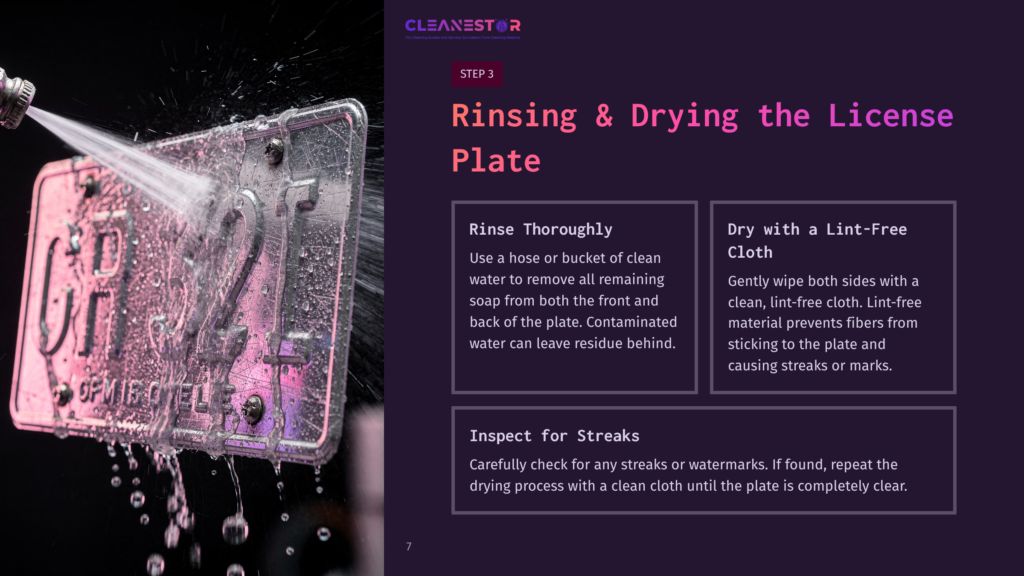 Rinsing And Drying The License Plate