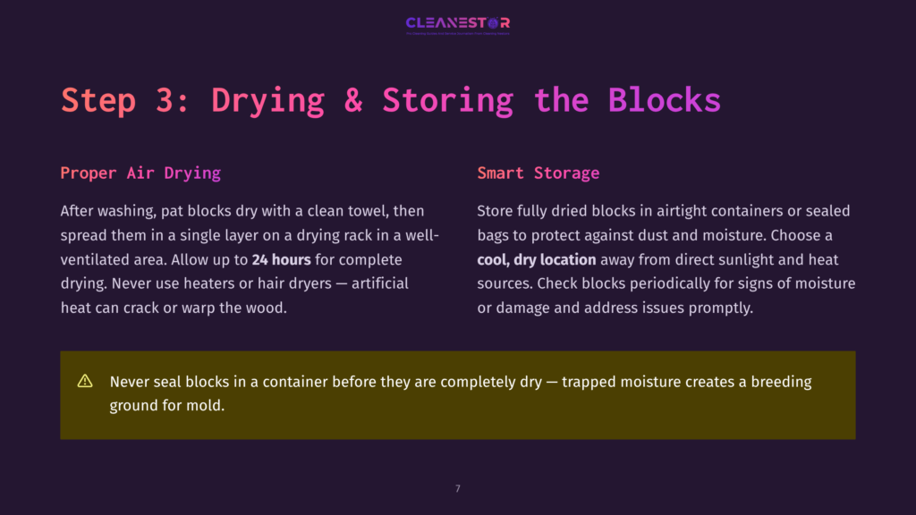 Step 3: Drying &Amp; Storing The Blocks. Proper Air Drying On A Rack For Up To 24 Hours. Smart Storage In Airtight Containers Away From Direct Sunlight And Heat. Never Seal Blocks In A Container With Trapped Moisture, As It Can Breed Mold.
