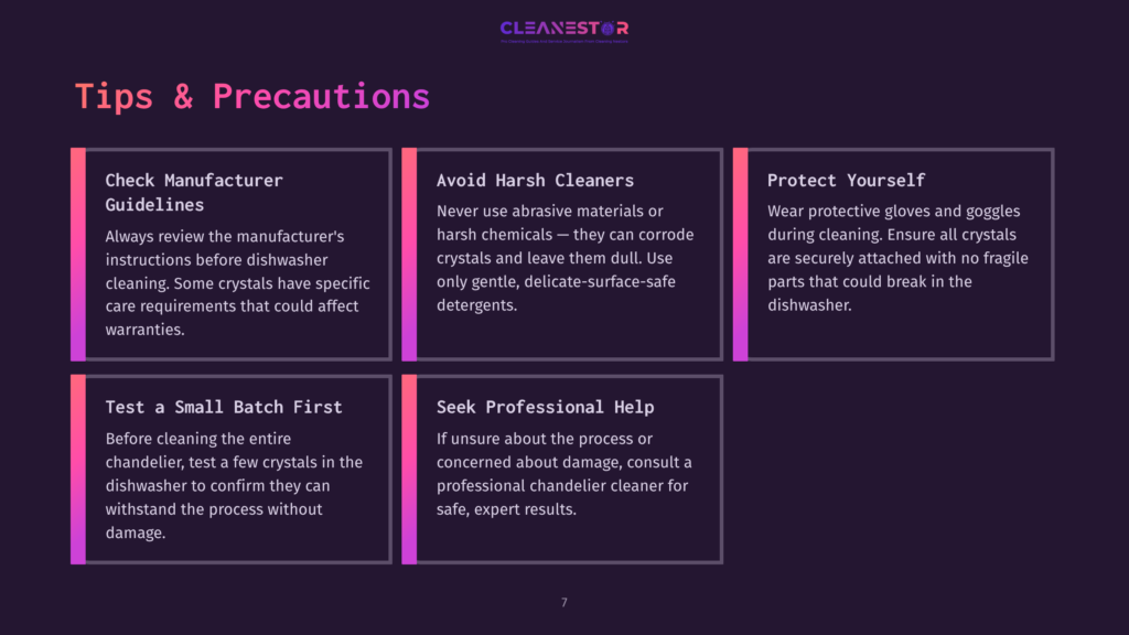 Tips And Precautions For Cleaning Chandelier Crystals, Including Safety Tips, Product Recommendations, And Handling Advice.