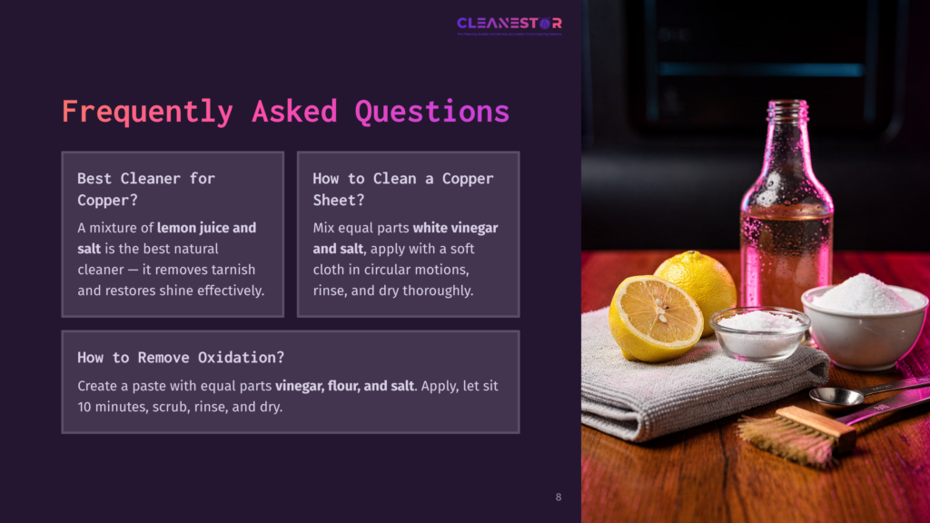 Brightly Colored Lemons And A Small Bowl Of Vinegar Are Placed On A Folded Towel, Alongside A Text Block With Cleaning Tips On A Dark Background.