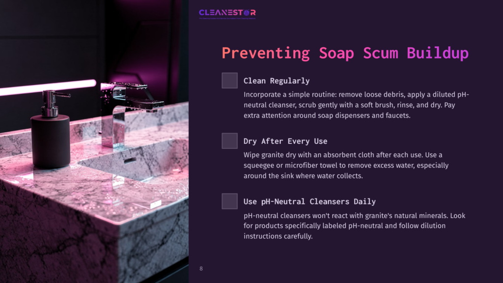 Marble Bathroom Sink With A Modern Black Soap Dispenser And Faucet, With Neon Pink Lights Reflecting On The Wet Surface.