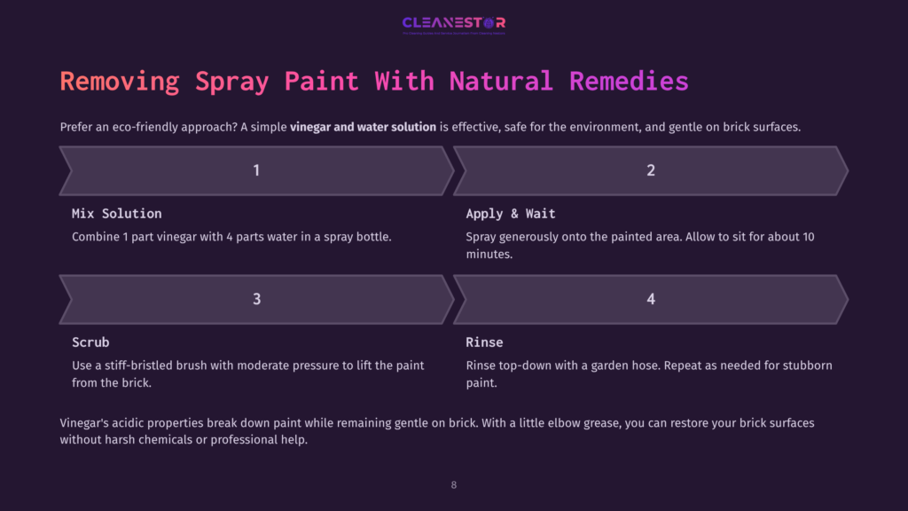Instructions On Cleaning Spray Paint From Brick, Featuring A Dark Background, Numbered Steps, And Highlighted Text For Clarity.