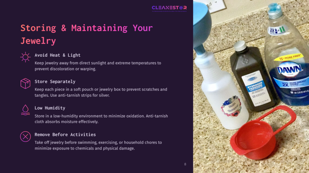 A Countertop With Cleaning Supplies: A Spray Bottle, Dawn Dish Soap, And A Small Red Bowl, Accompanied By A Purple Background With Text.
