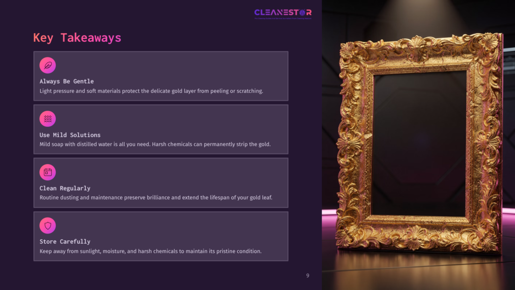 A Gilded Ornate Picture Frame Stands Against A Dark Background, Highlighting Its Intricate Details And Reflecting Light.