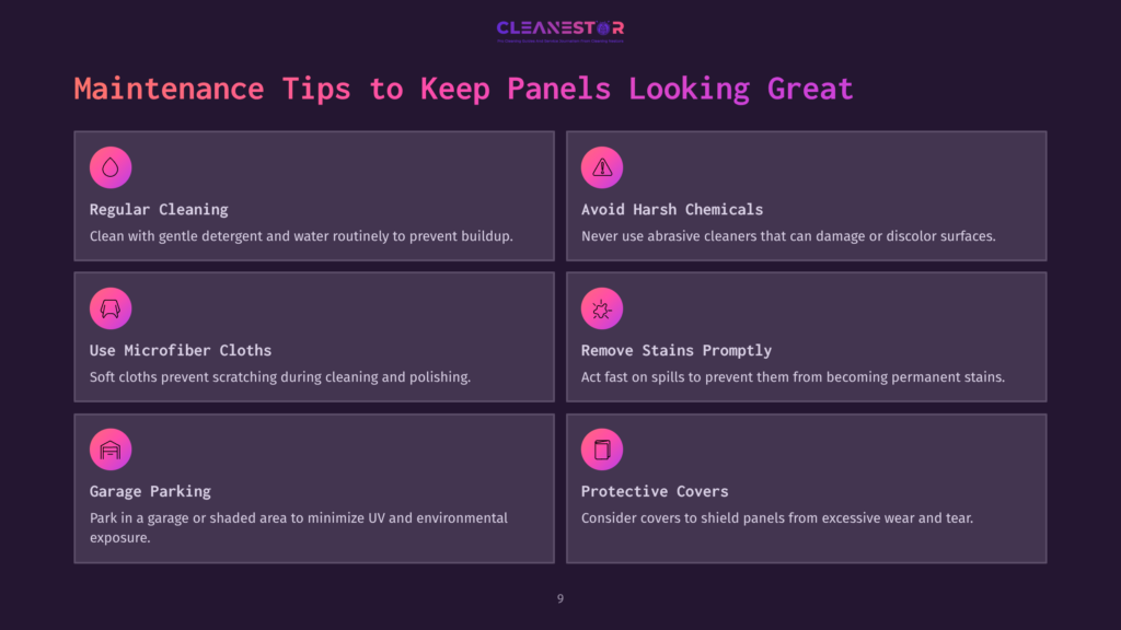 Tips For Maintaining Car Door Panels: Include Cleaning, Avoiding Harsh Chemicals, Using Microfiber Cloths, Prompt Stain Removal, Parking Protection, And Covers.