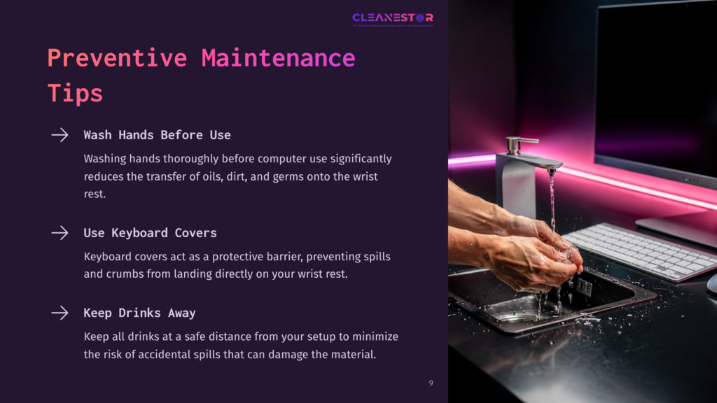 Hands Being Washed In A Modern Sink, With A Pink-Lit Background, Emphasizing Keyboard Care And Maintenance Tips.