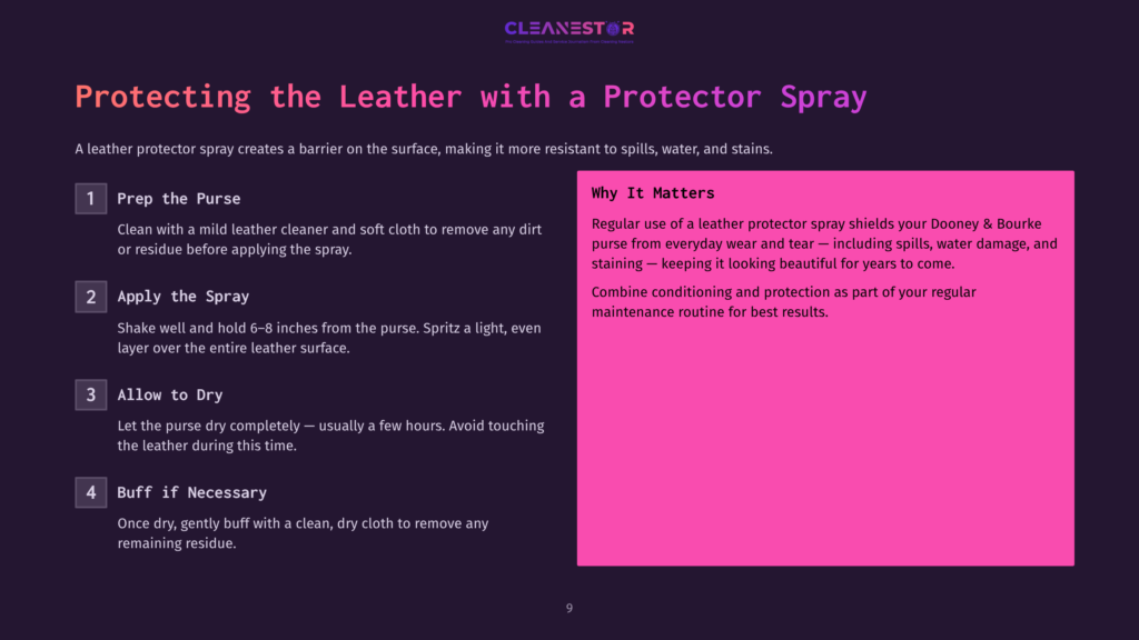 A Graphic Featuring Text Instructions On Cleaning Leather, With A Bright Pink Highlight Box And A Dark Background For Contrast.