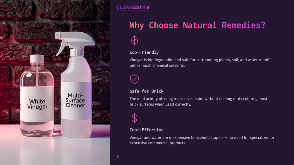 A Spray Bottle Labeled &Quot;Multi-Surface Cleaner&Quot; Beside A White Vinegar Bottle Against A Brick Background, Highlighting Eco-Friendly Cleaning Tips.