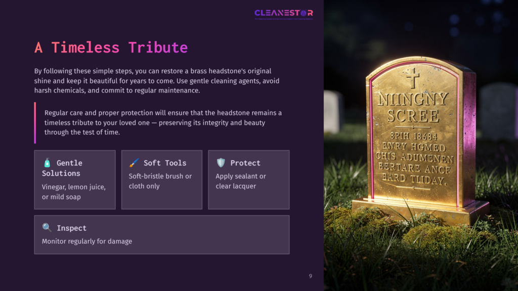Golden Headstone With Inscription &Quot;Ningny Scree&Quot; And Cleaning Tips: Gentle Solutions, Soft Tools, Protect, Inspect.