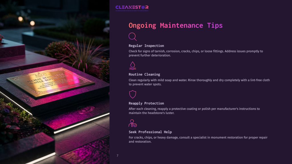 Ongoing Maintenance Tips For Headstones: Inspection, Cleaning, And Reapplication Of Protection.