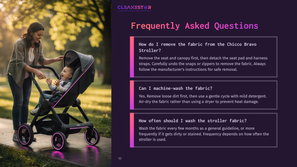 A Parent Is Removing Fabric From A Chicco Bravo Stroller, Showcasing The Stroller'S Pink And Black Design Against A Purple Background.