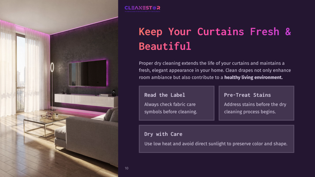 Modern Living Room Featuring Grey Furniture, A Sleek Tv Unit, And Purple Ambient Lighting, With Tips For Caring For Curtains.
