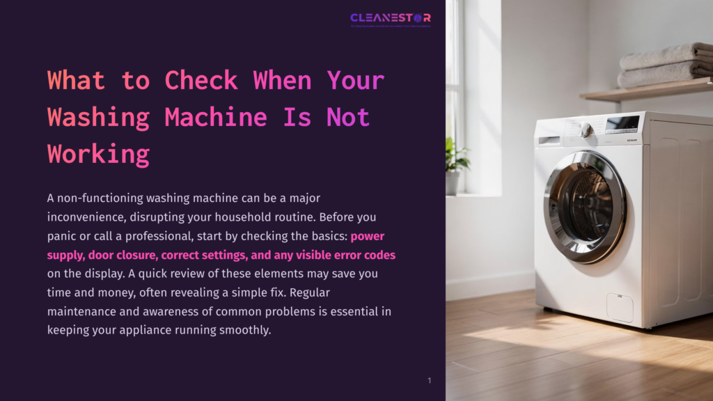 Front-Load Washing Machine In A Laundry Room, With A Text Overlay Reading &Quot;Cleanestar: The Cleaning &Amp; Home Services Marketplace&Quot;.