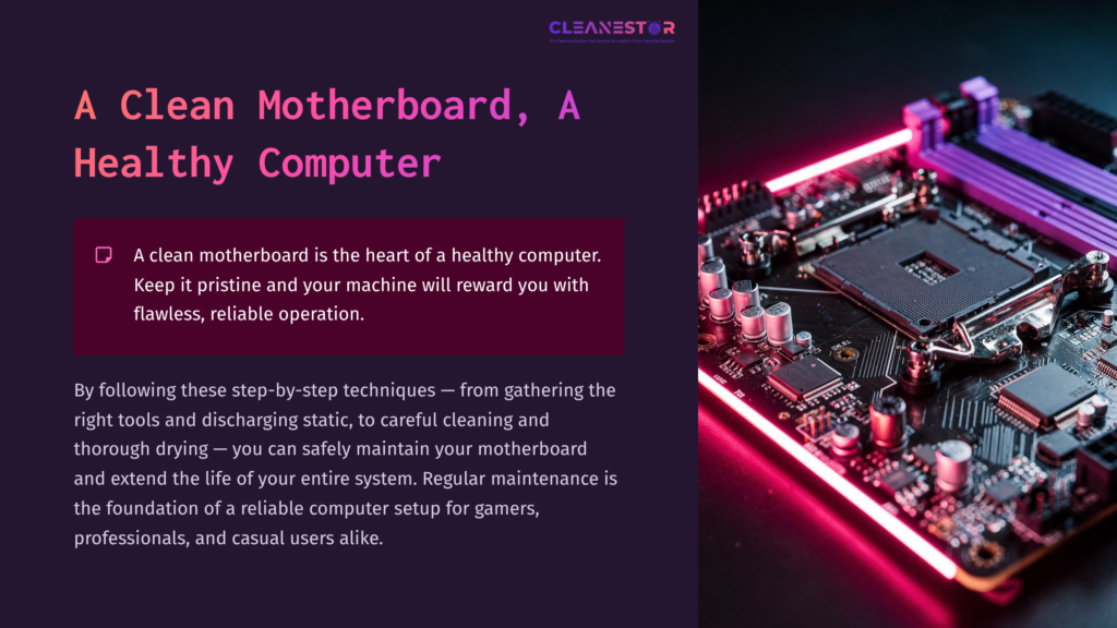 Close-Up Of A Motherboard With Sleek Black And Purple Components, Emphasizing Cleanliness And Precision, Alongside Instructional Text.