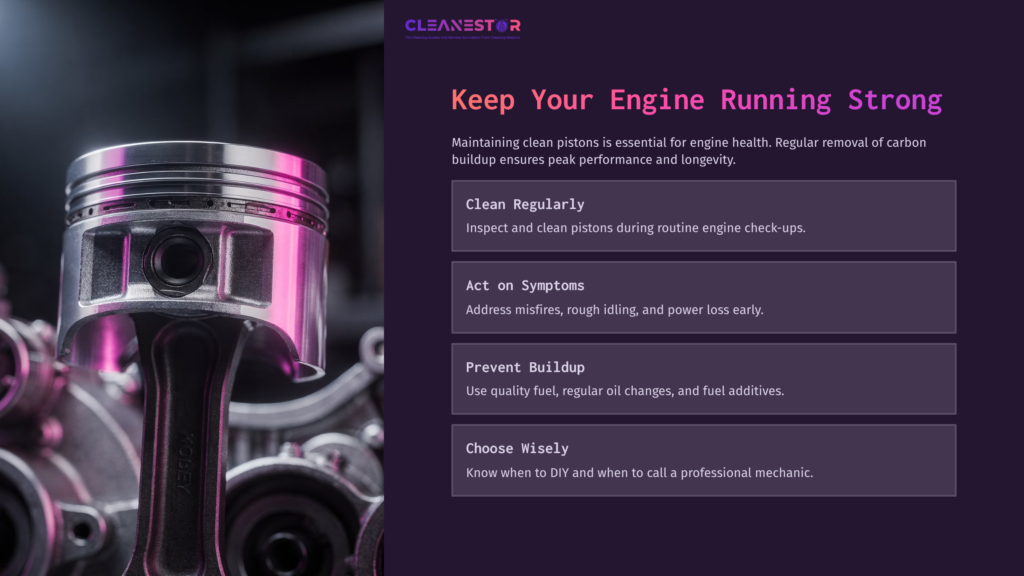 A Close-Up Of A Piston Amidst Engine Components, Featuring Metallic Hues With A Pink And Purple Gradient Background, Highlighting Cleaning Tips.