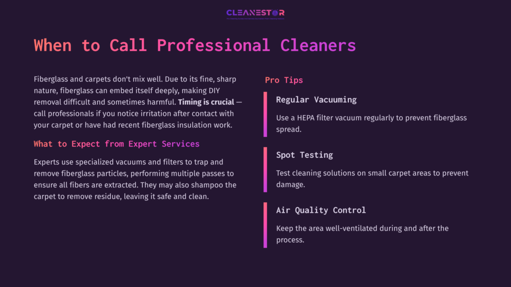 Text On A Clean, Modern Background Outlining Tips For Hiring Professional Cleaners, Featuring Bullet Points In Purple And White.