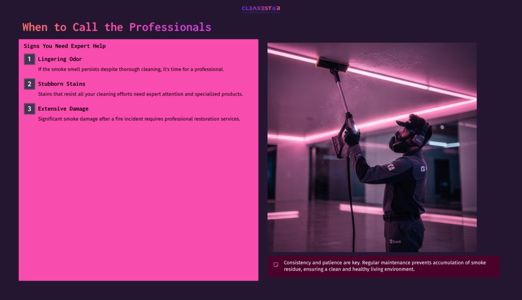 A Person In A Black Uniform Using A Cleaning Tool On A Ceiling With Pink Lighting, Showcasing A Modern Cleaning Environment.