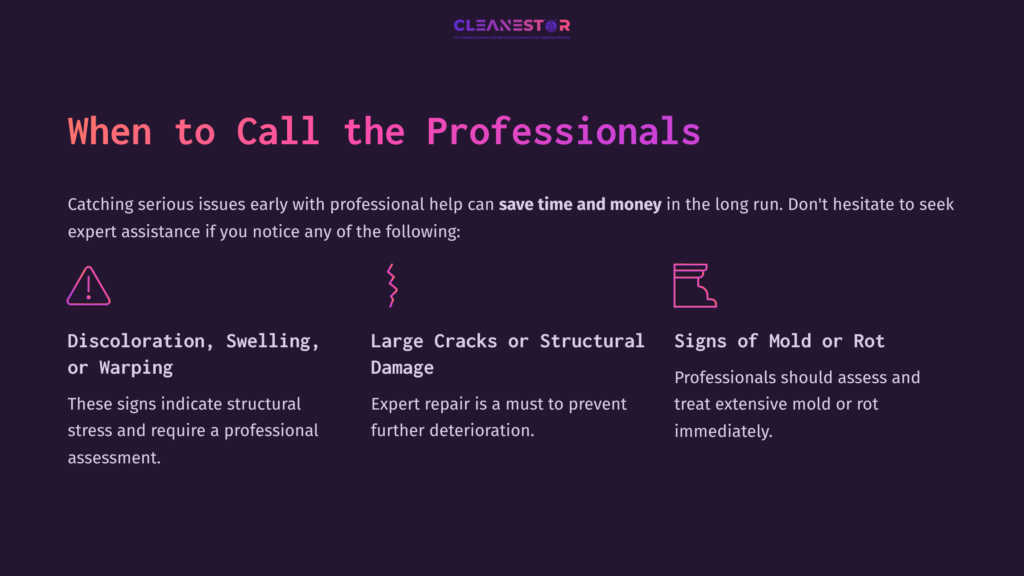 Text On A Dark Purple Background Lists Reasons To Call Professionals For Hardie Board Maintenance, Featuring Bold Headings And Icons For Clarity.