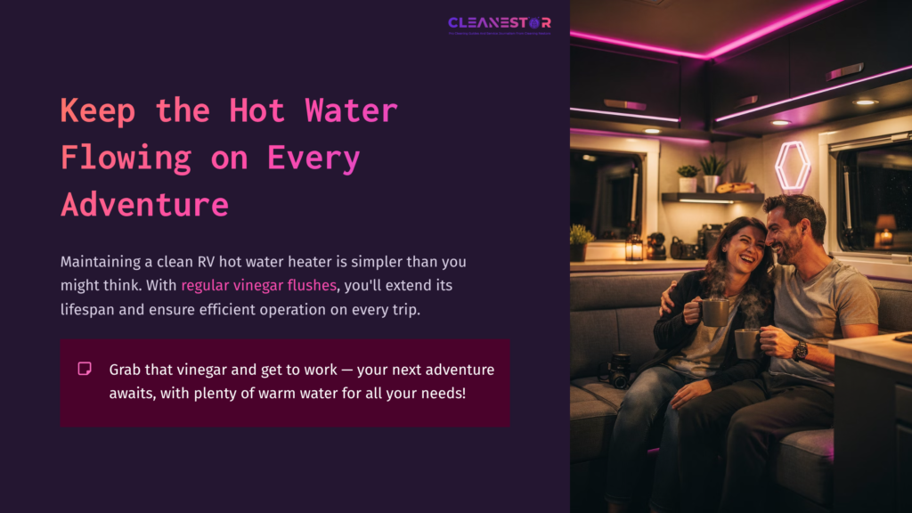 A Couple Enjoys A Warm Drink In A Cozy Rv, Illuminated By Soft Purple Light, With A Focus On Comfort And Adventure.